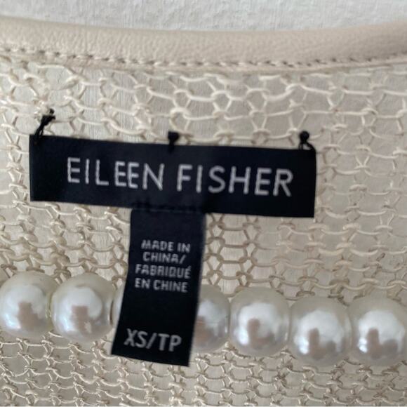 Eileen Fisher Linen Beige Tan V-Neck Knit Long Sleeve Sweater size XS - Picture 7 of 7